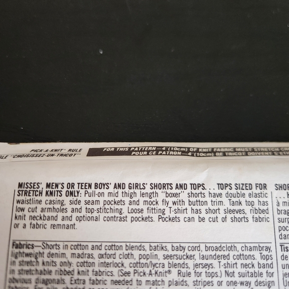 Simplicity 9978 Shorts Tops Sewing Patterns Size MD-XL - Picture 4 of 5